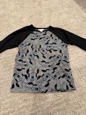 LuLaRoe Kids Minnie Mouse Raglan Shirt - Gray & Black